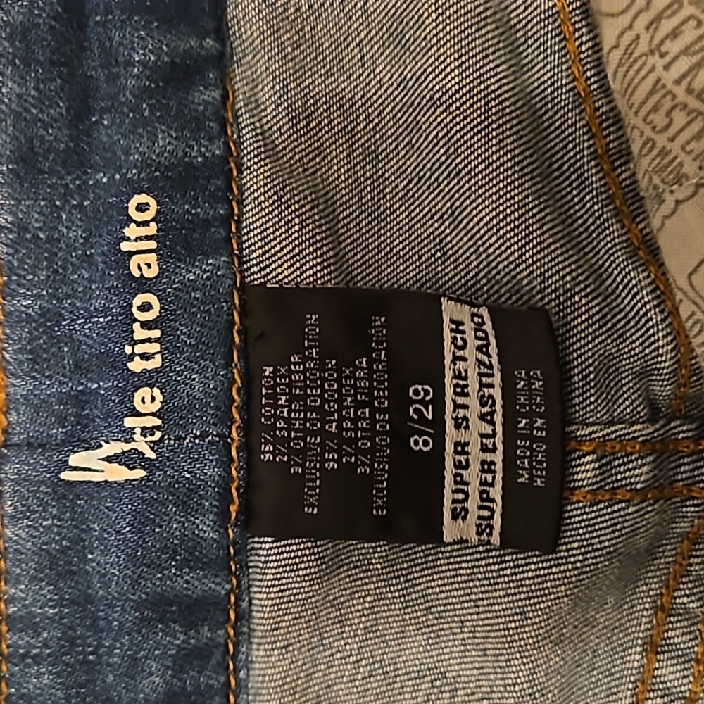 Hand Crafted Upcycled Denim Crochet Shorts Granny Square Handmade High rise 29 - Picture 14 of 17